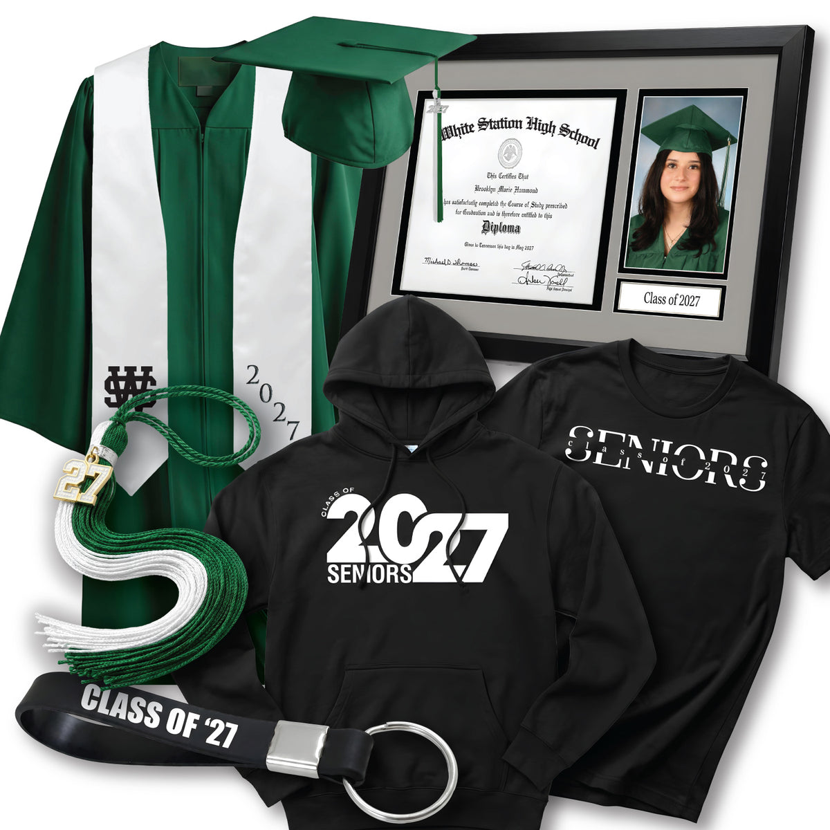 Cap & Gown Deluxe Package with Senior Fee | White Station High School