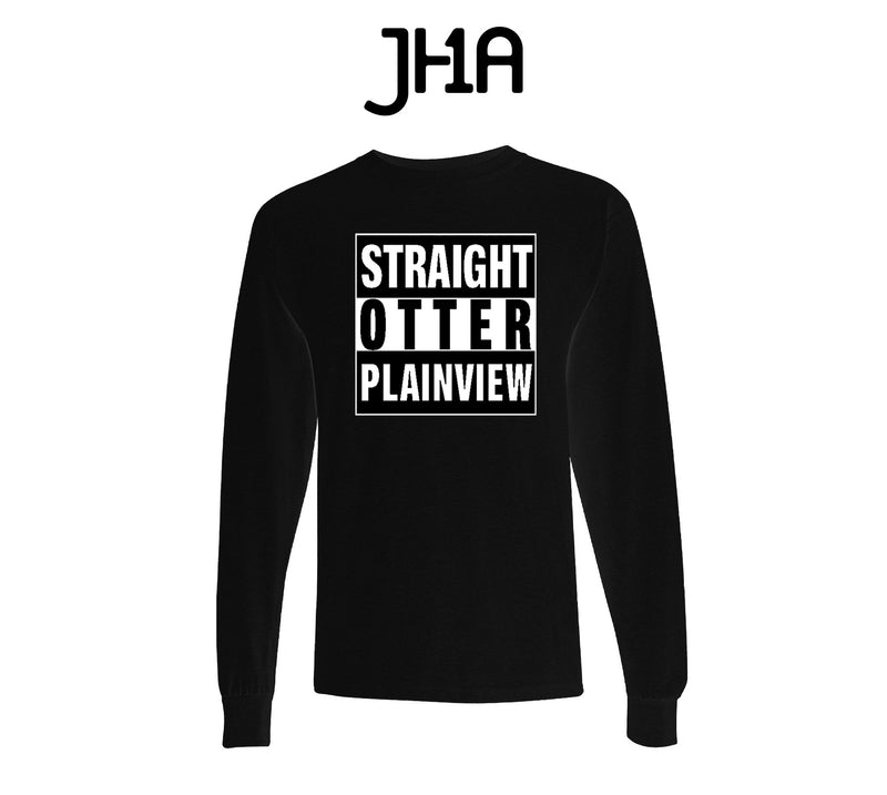 "Straight Otter" Black Long Sleeve Shirt | Plainview Elementary School