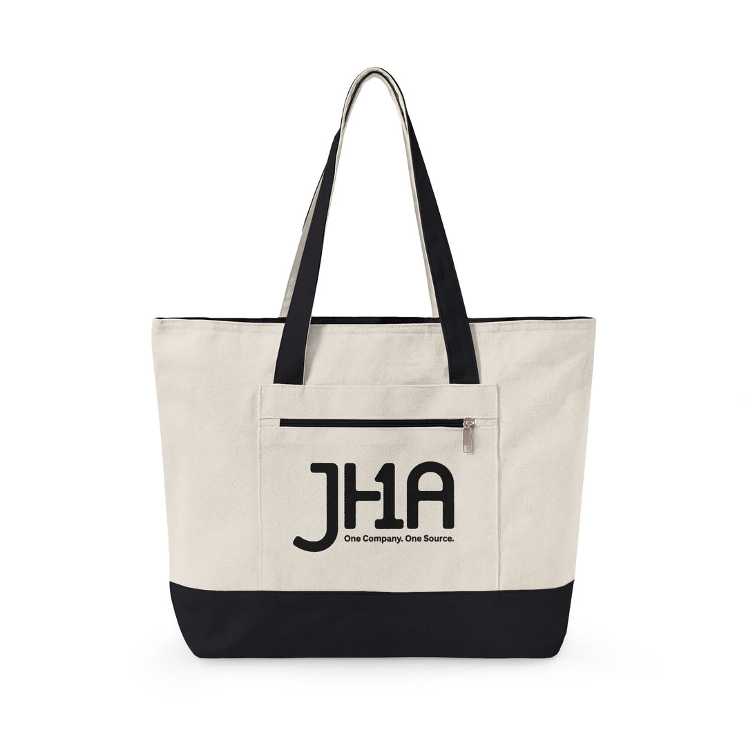 Canvas Zipper Tote Bag — JHA Monogram Logo Cotton Shopper