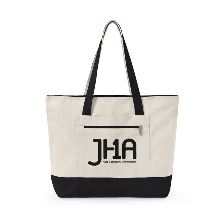 Canvas Zipper Tote Bag — JHA Monogram Logo Cotton Shopper