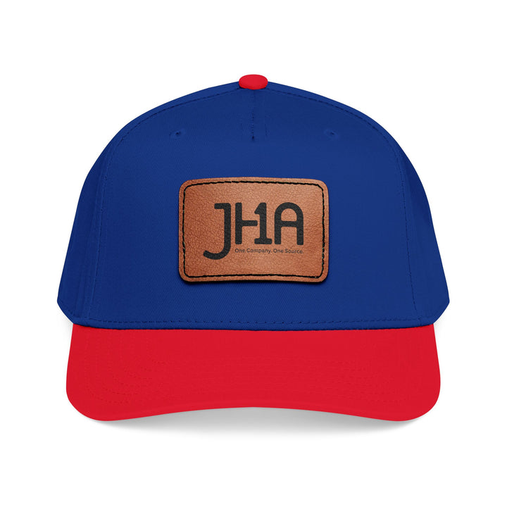 Leather Patch Baseball Cap — JHA Embossed Mid-Profile Hat