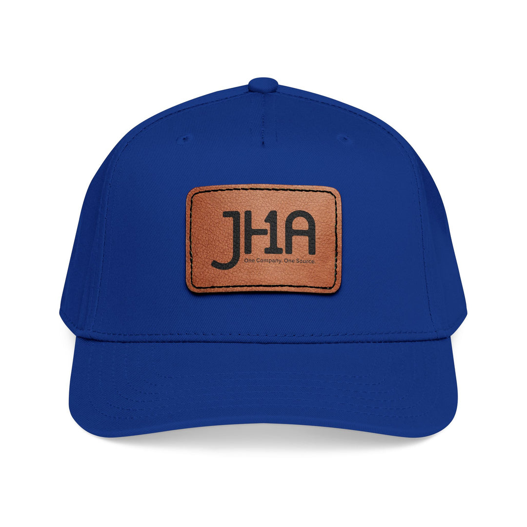 Leather Patch Baseball Cap — JHA Embossed Mid-Profile Hat