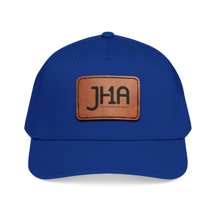 Leather Patch Baseball Cap — JHA Embossed Mid-Profile Hat