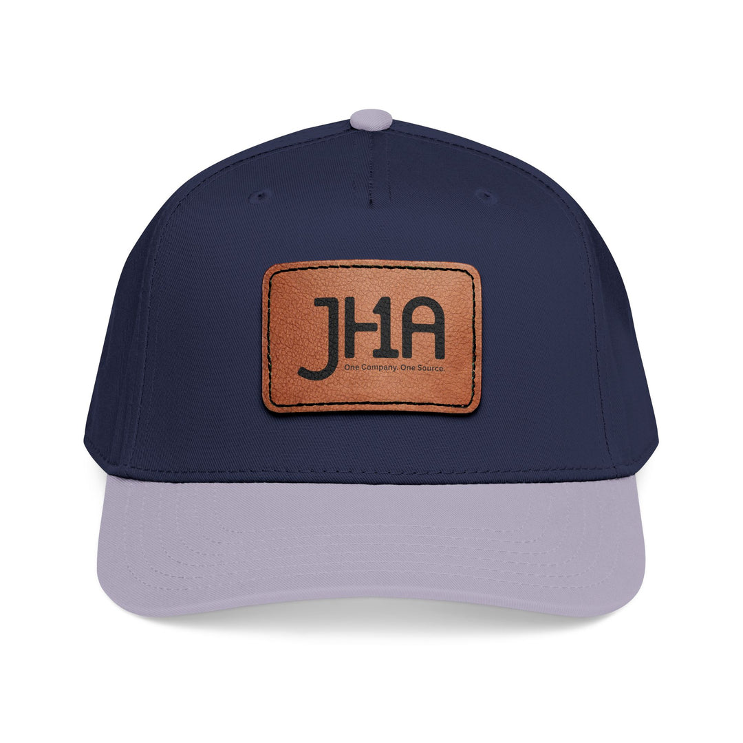 Leather Patch Baseball Cap — JHA Embossed Mid-Profile Hat