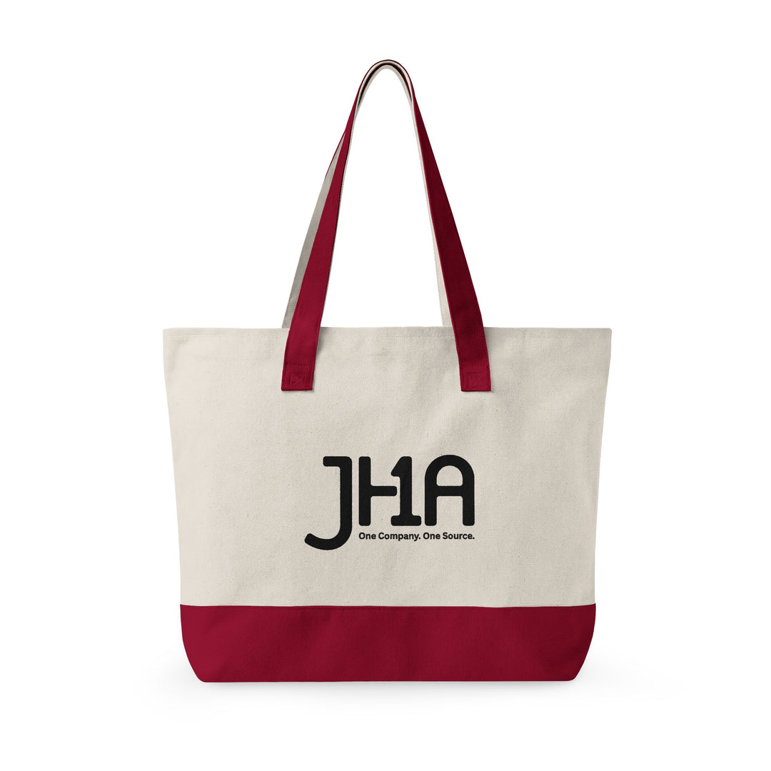 Canvas Zipper Tote Bag — JHA Monogram Logo Cotton Shopper