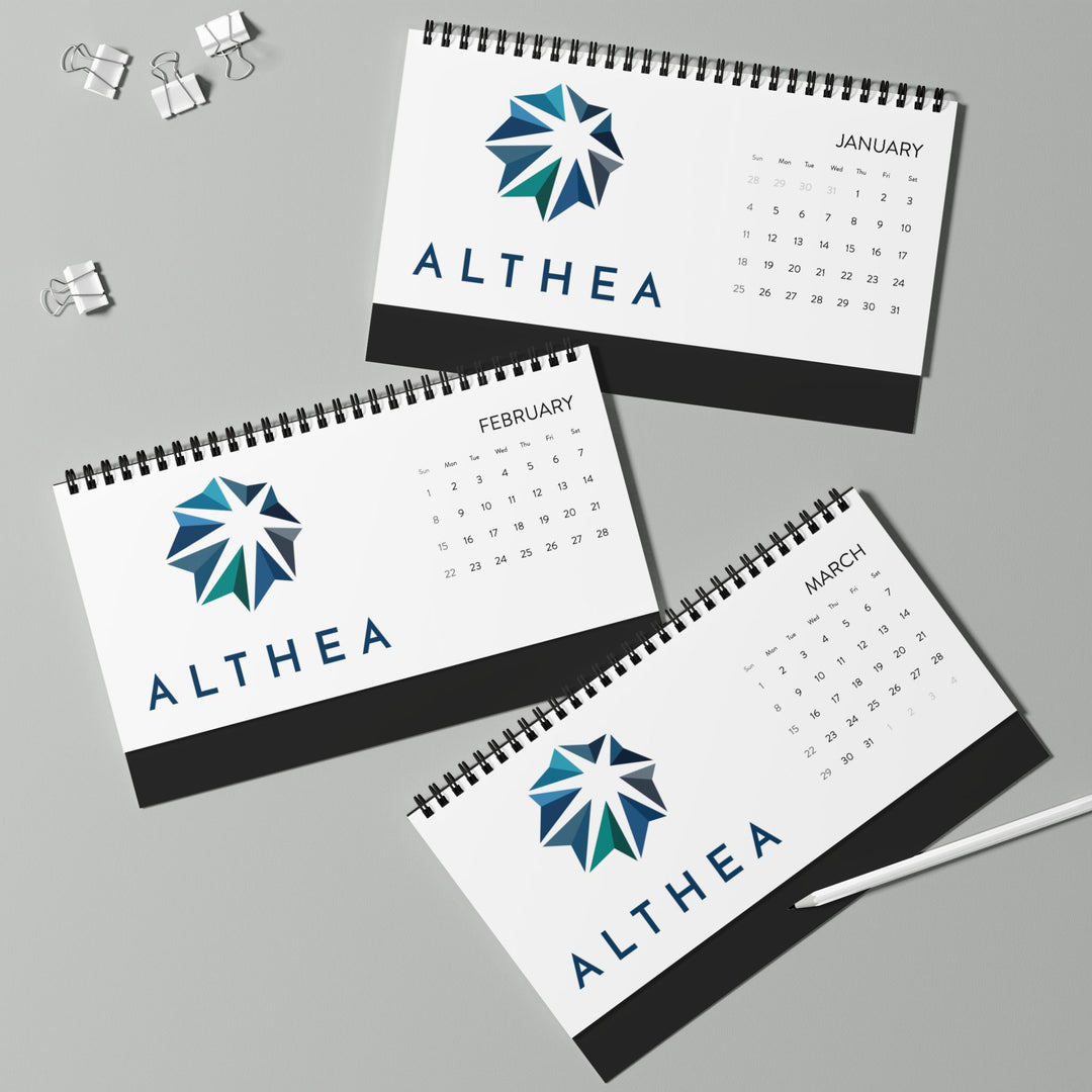 Althea 2026 Desktop Calendar — Grid Monthly Planner