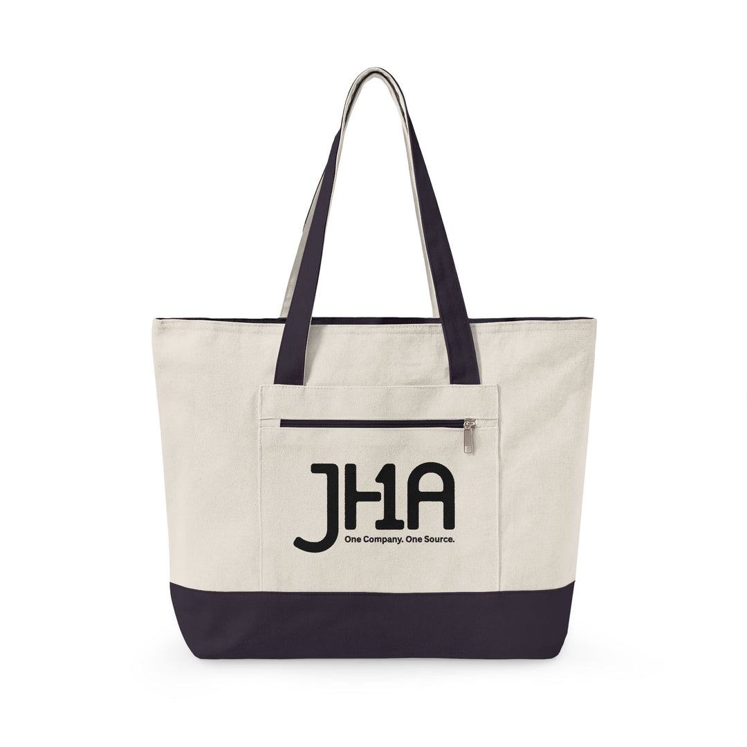 Canvas Zipper Tote Bag — JHA Monogram Logo Cotton Shopper