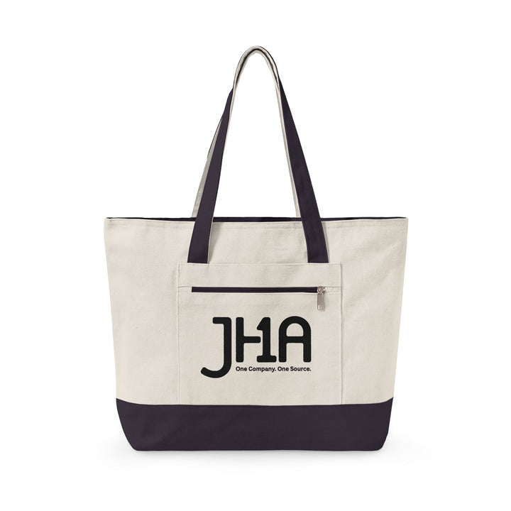 Canvas Zipper Tote Bag — JHA Monogram Logo Cotton Shopper