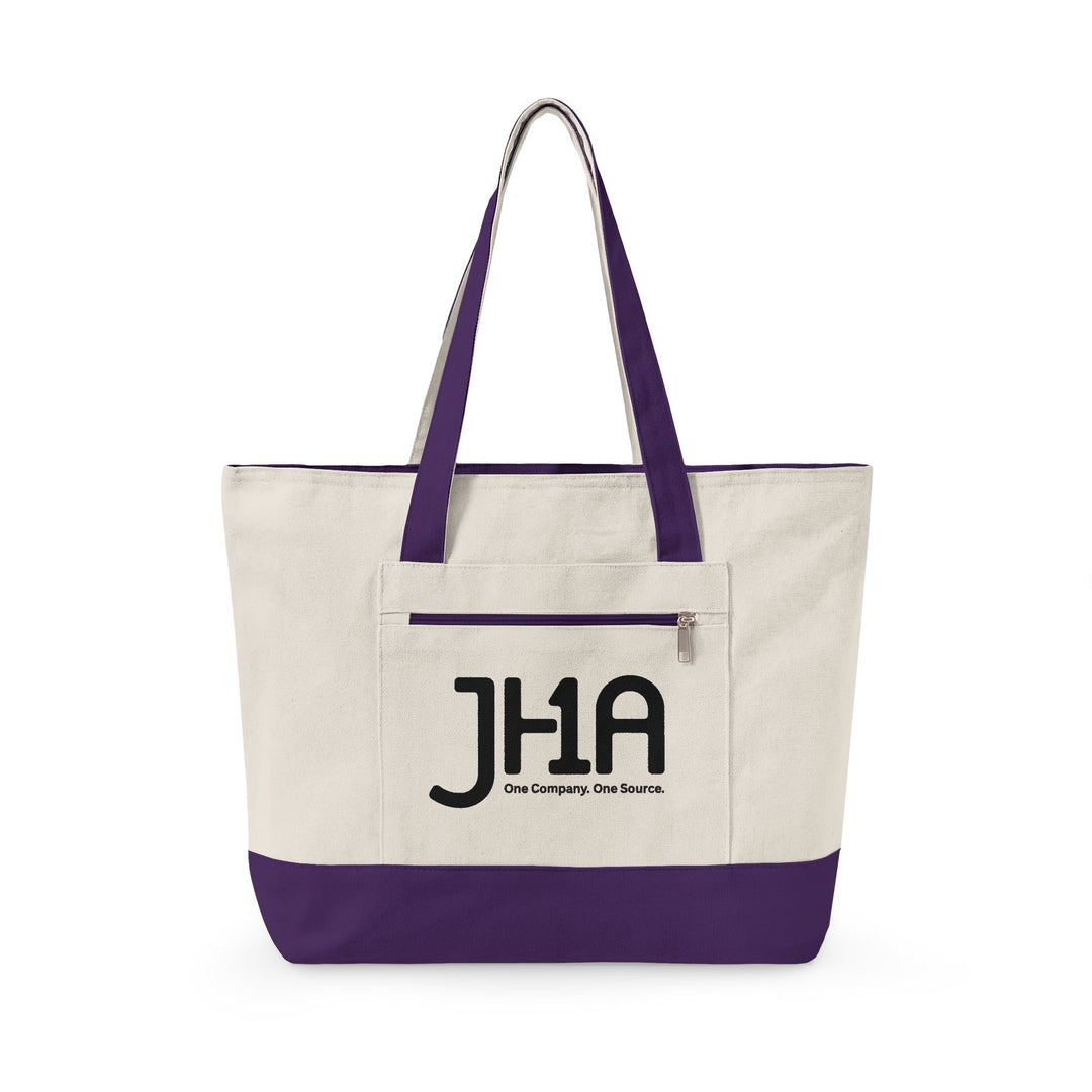 Canvas Zipper Tote Bag — JHA Monogram Logo Cotton Shopper