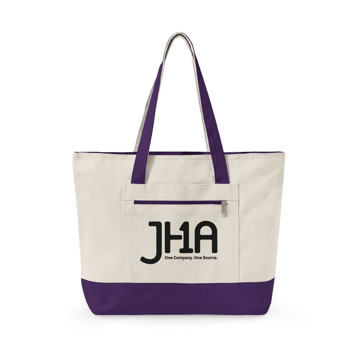 Canvas Zipper Tote Bag — JHA Monogram Logo Cotton Shopper