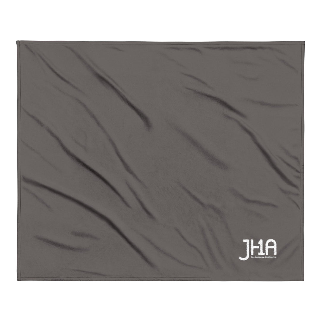 JHA Embroidered Sherpa Blanket — Cozy Monogram Throw