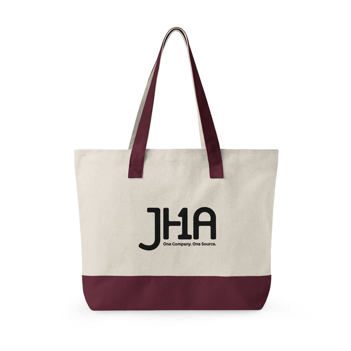 Canvas Zipper Tote Bag — JHA Monogram Logo Cotton Shopper