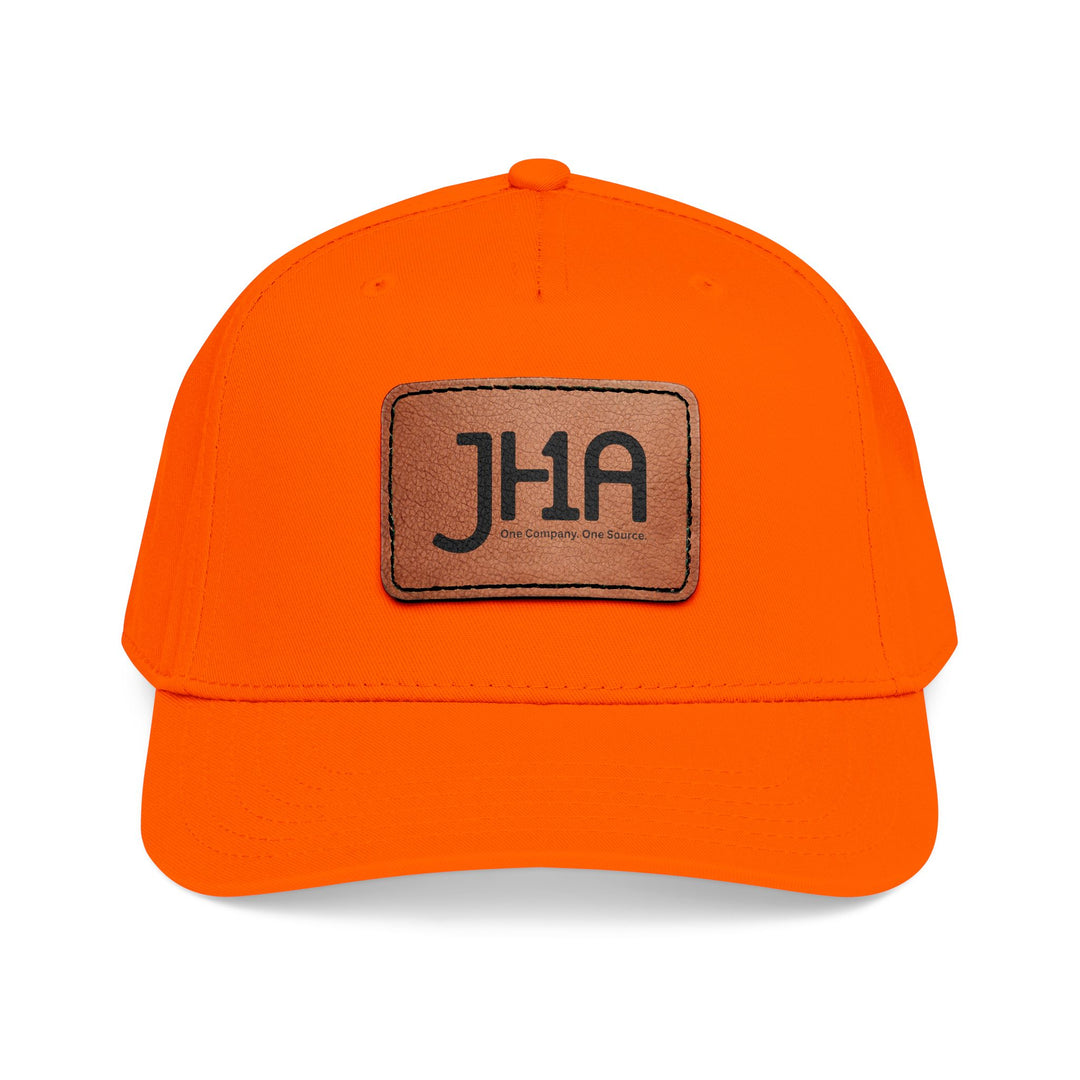 Leather Patch Baseball Cap — JHA Embossed Mid-Profile Hat