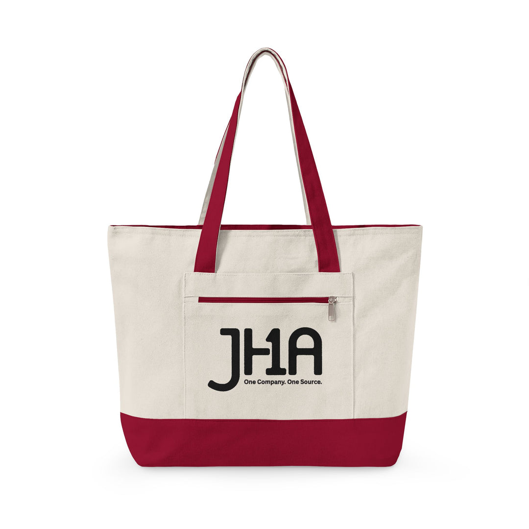 Canvas Zipper Tote Bag — JHA Monogram Logo Cotton Shopper