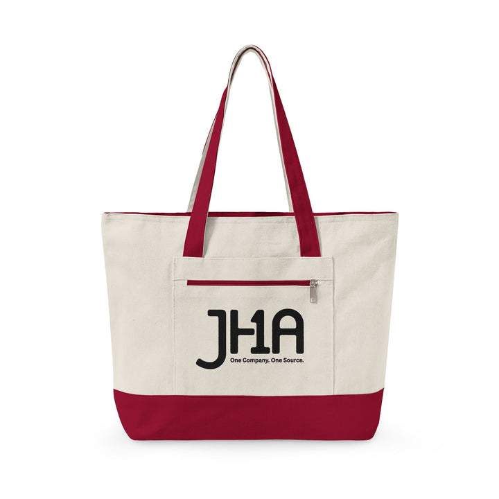 Canvas Zipper Tote Bag — JHA Monogram Logo Cotton Shopper