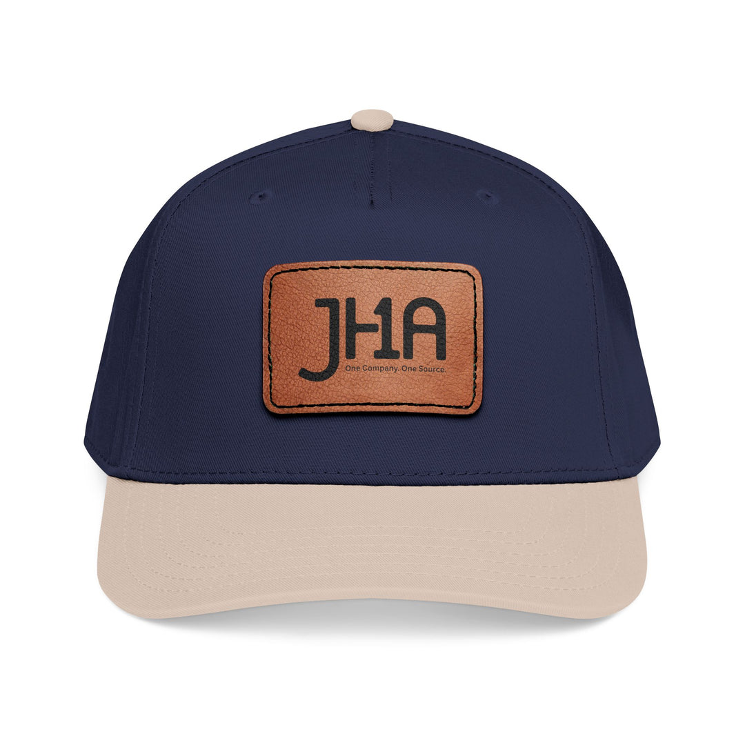 Leather Patch Baseball Cap — JHA Embossed Mid-Profile Hat