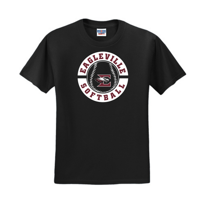 Jerzees T-Shirt with Circle and Ball Logo | Eagleville Softball Parents