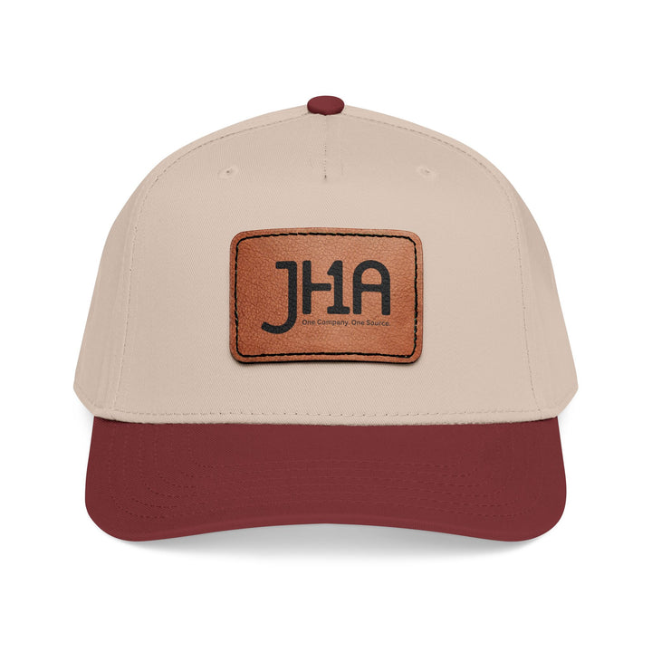 Leather Patch Baseball Cap — JHA Embossed Mid-Profile Hat