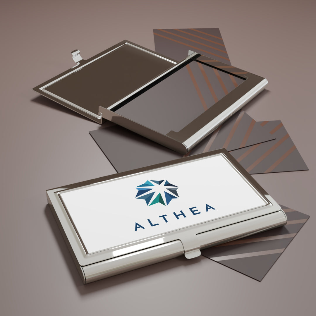 Althea Logo Metal Business Card Holder — Professional Branded Card Case