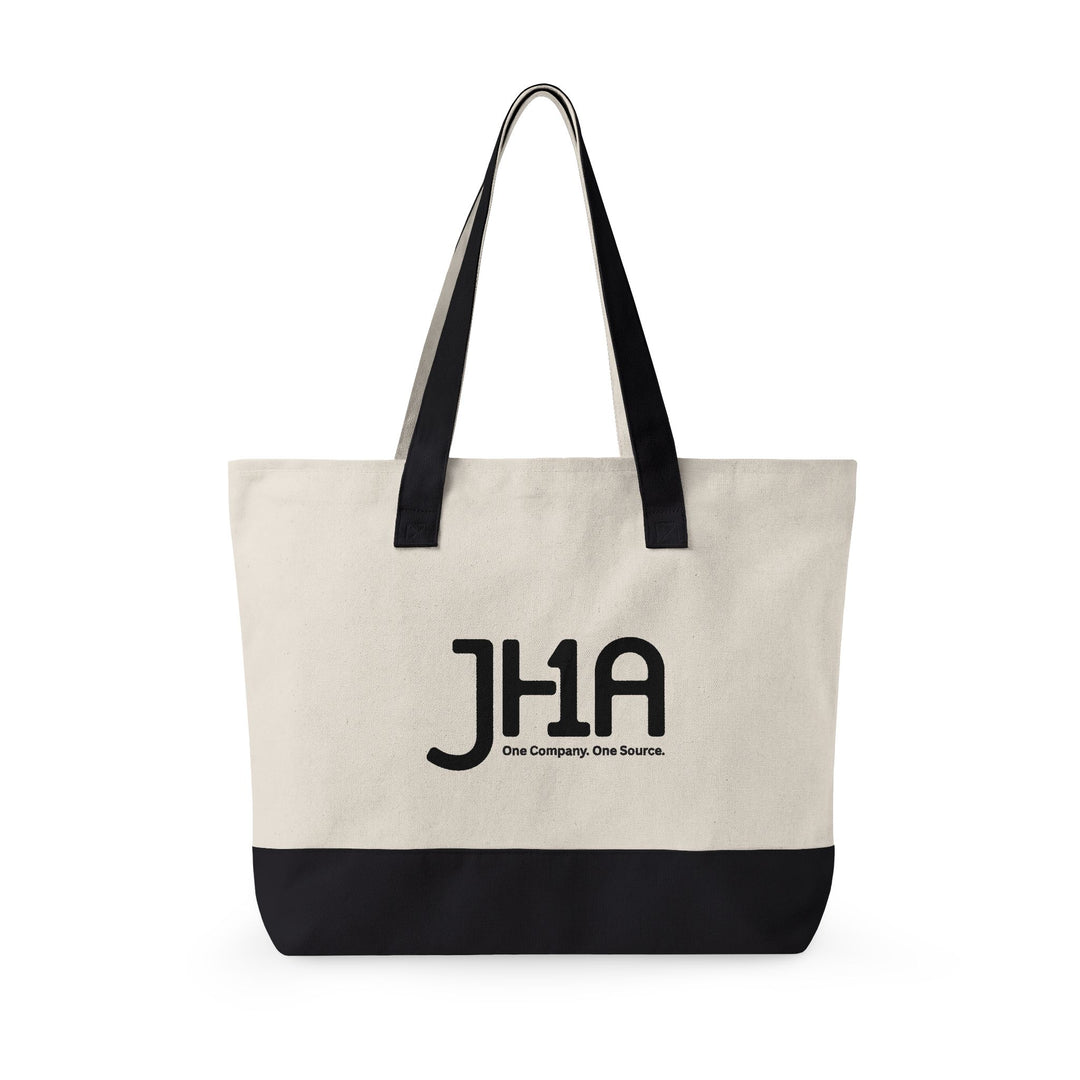 Canvas Zipper Tote Bag — JHA Monogram Logo Cotton Shopper