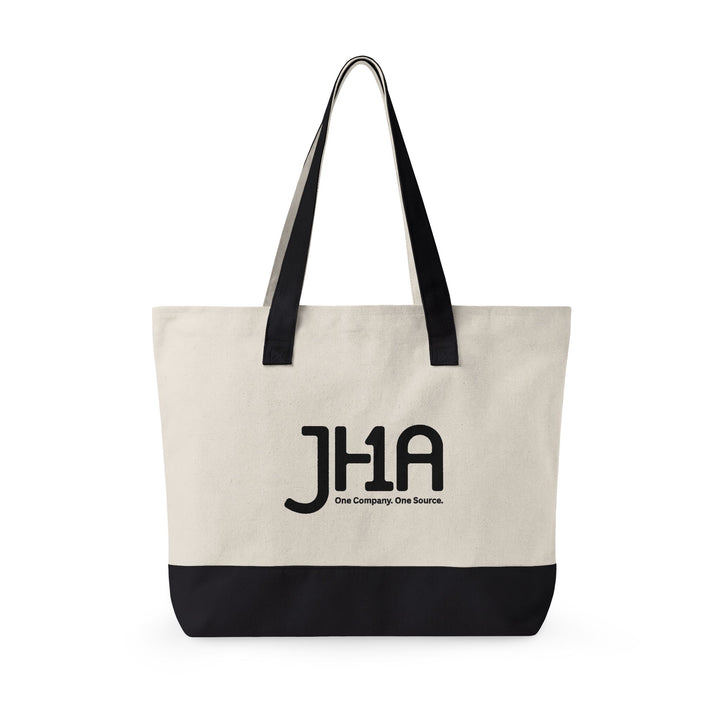 Canvas Zipper Tote Bag — JHA Monogram Logo Cotton Shopper