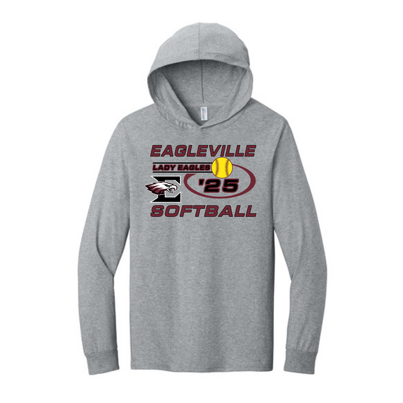 Jerzees Long Sleeve Hooded Tee with Eagleville Softball &