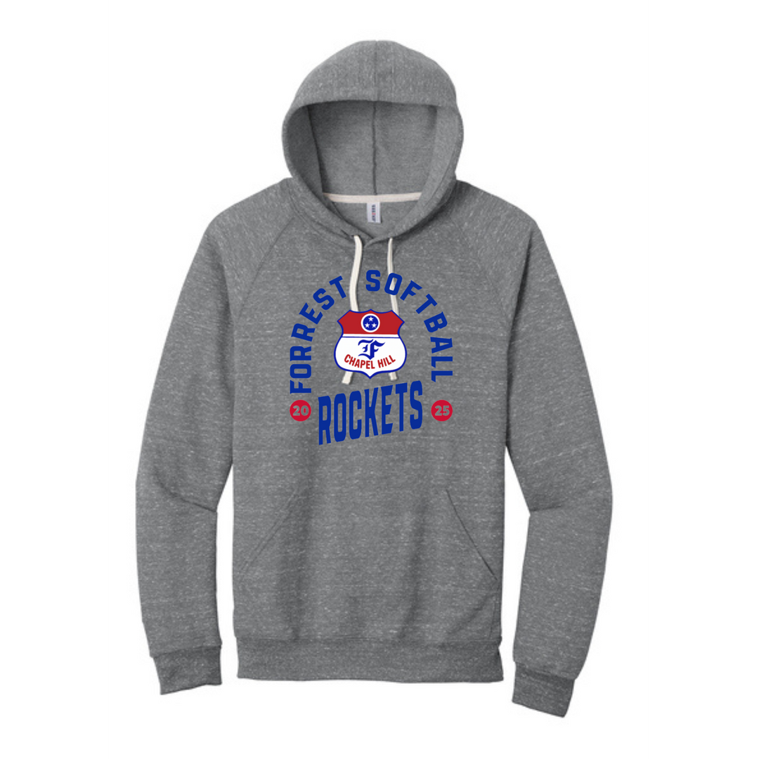 Jerzees French Terry Raglan Hoody with Forrest Softball Logo | Forrest Softball Parent Shop