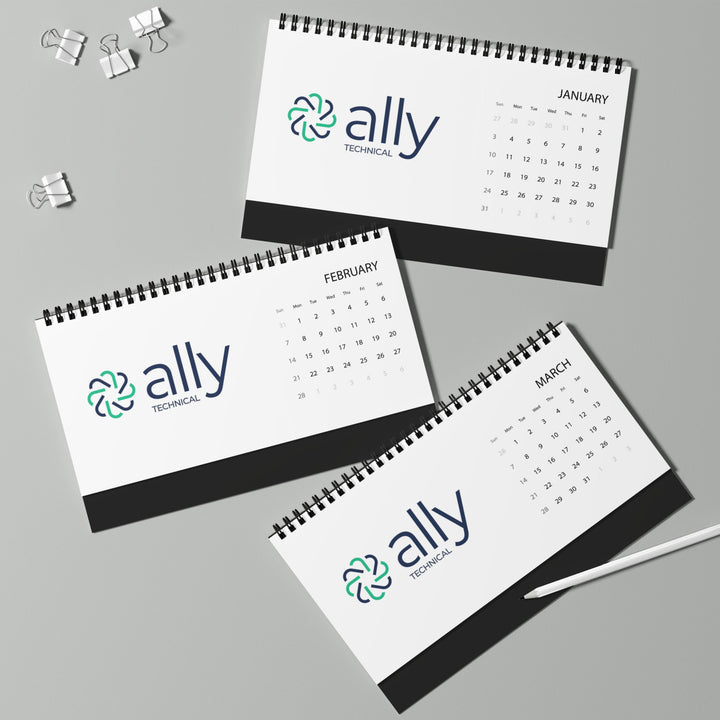 Ally Technical 2026 Desktop Calendar — Grid Monthly Planner