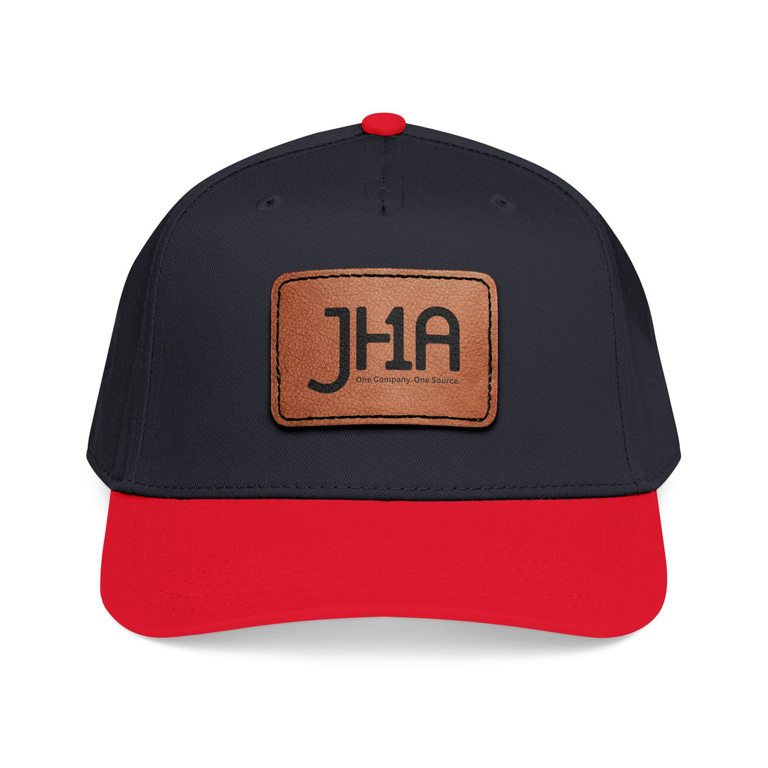Leather Patch Baseball Cap — JHA Embossed Mid-Profile Hat