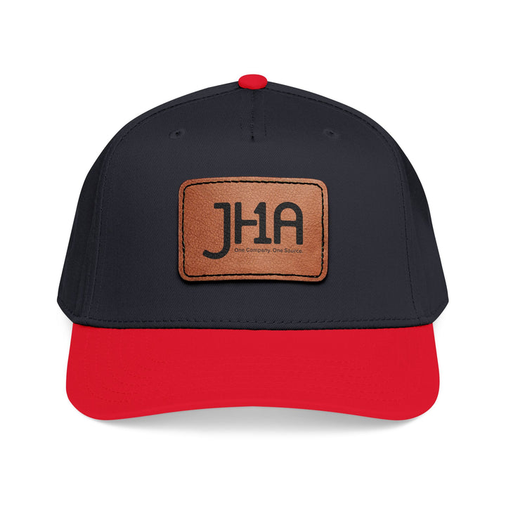 Leather Patch Baseball Cap — JHA Embossed Mid-Profile Hat