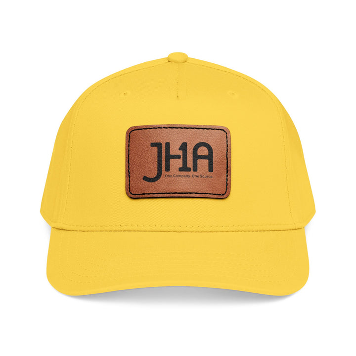 Leather Patch Baseball Cap — JHA Embossed Mid-Profile Hat
