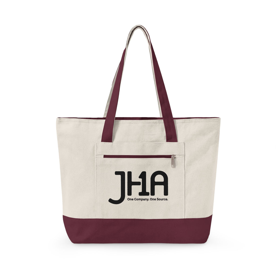 Canvas Zipper Tote Bag — JHA Monogram Logo Cotton Shopper
