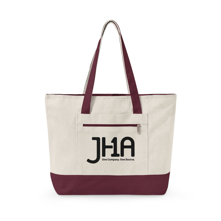 Canvas Zipper Tote Bag — JHA Monogram Logo Cotton Shopper