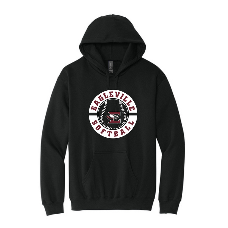 Gildan Softstyle Hoody with Circle and Ball Logo | Eagleville Softball Parents