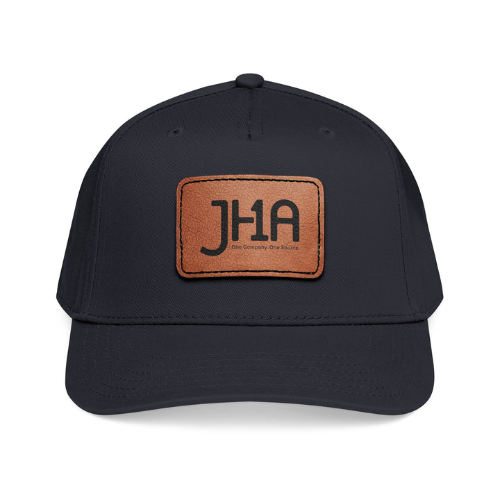 Leather Patch Baseball Cap — JHA Embossed Mid-Profile Hat