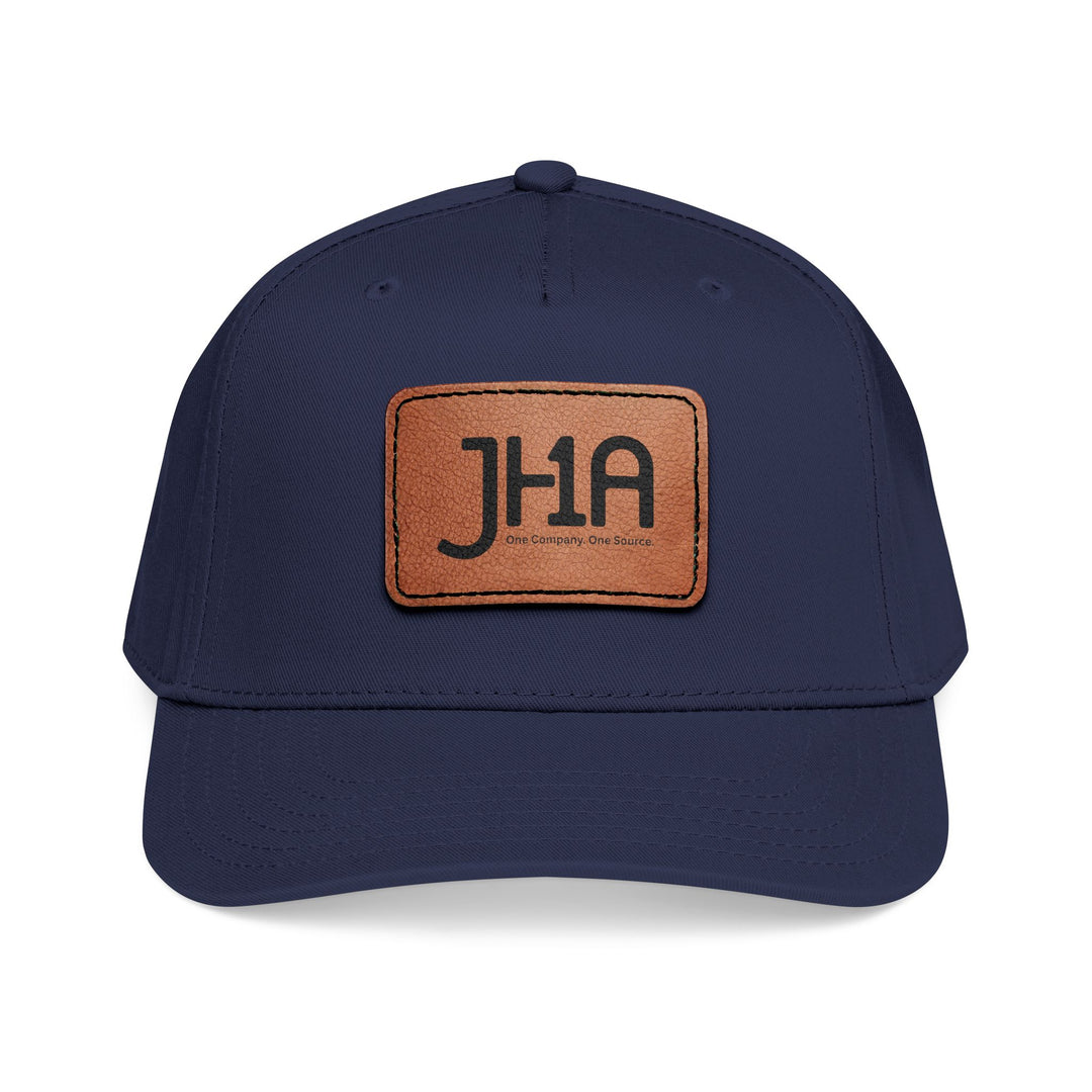 Leather Patch Baseball Cap — JHA Embossed Mid-Profile Hat