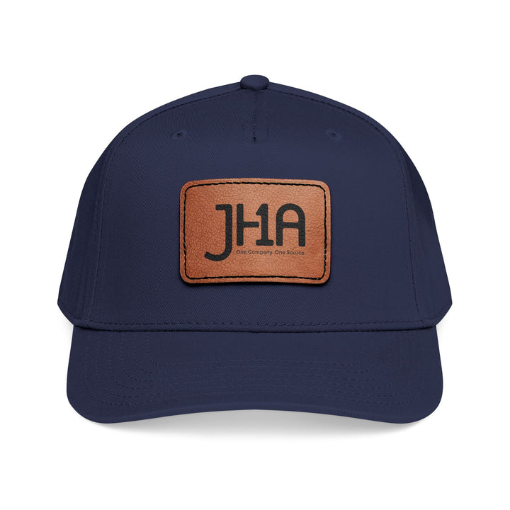 Leather Patch Baseball Cap — JHA Embossed Mid-Profile Hat