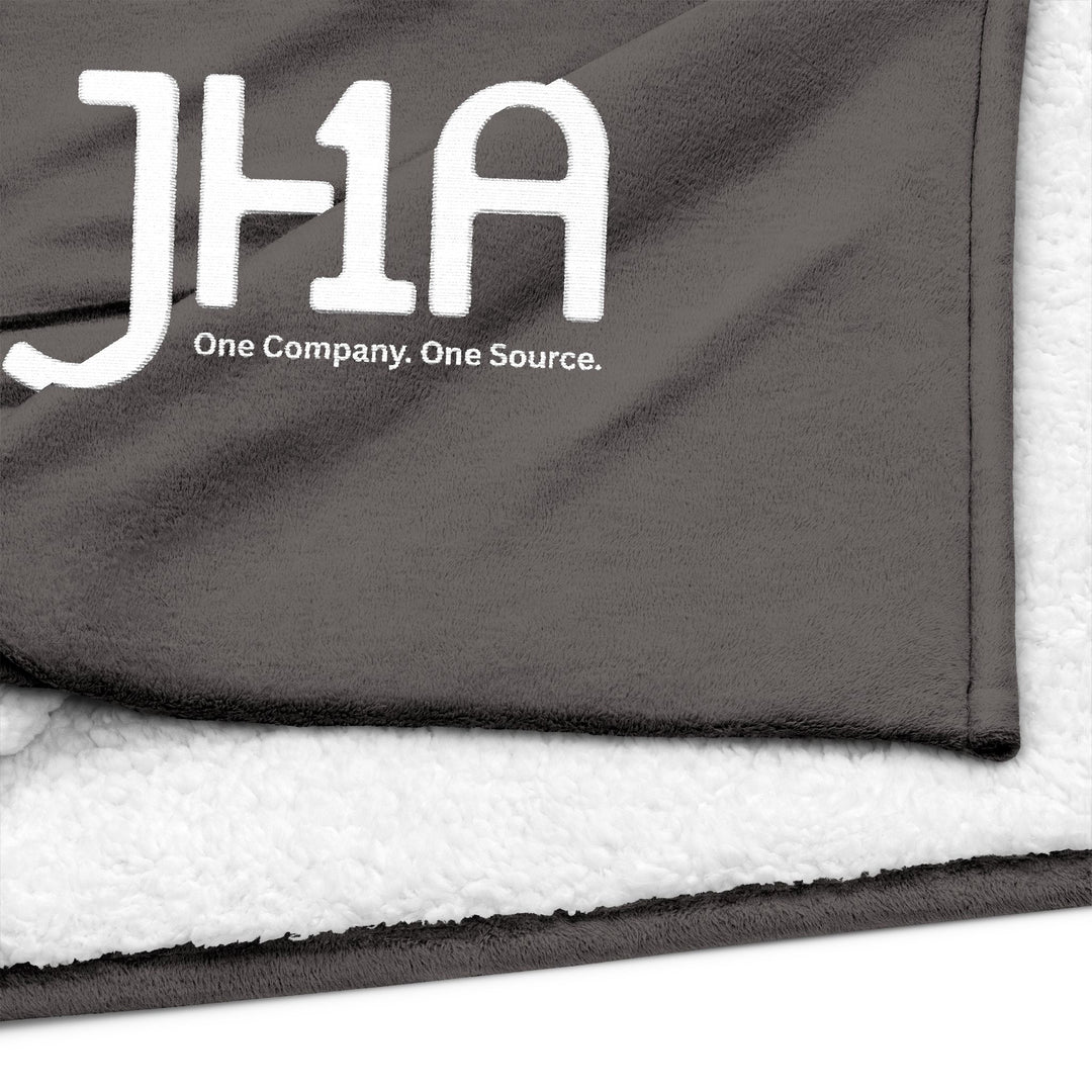 JHA Embroidered Sherpa Blanket — Cozy Monogram Throw
