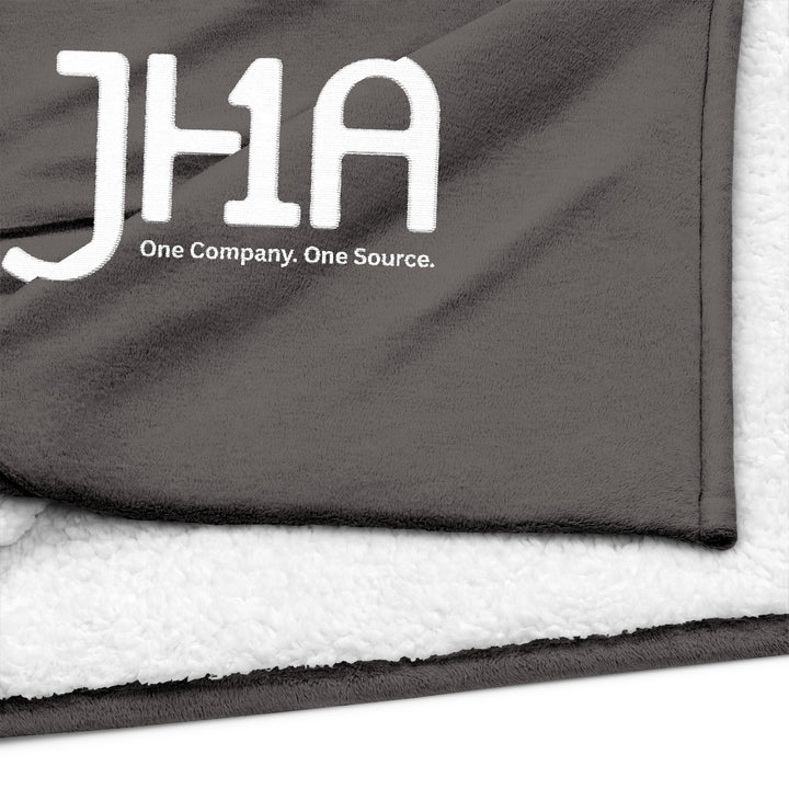 JHA Embroidered Sherpa Blanket — Cozy Monogram Throw