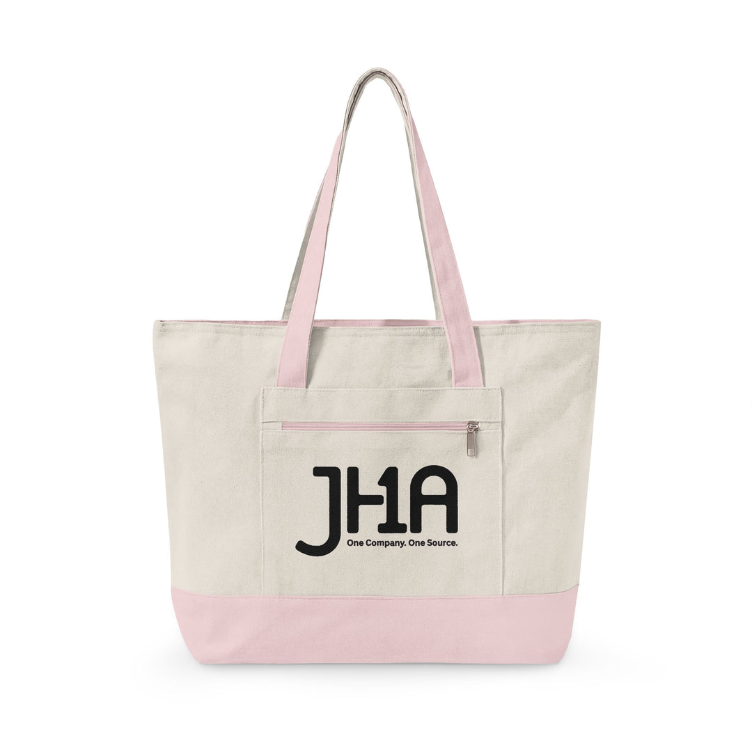 Canvas Zipper Tote Bag — JHA Monogram Logo Cotton Shopper