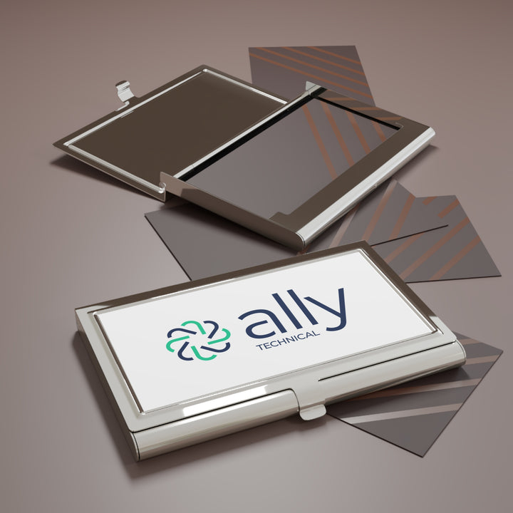 Ally Technical Logo Metal Business Card Holder — Professional Branded Card Case