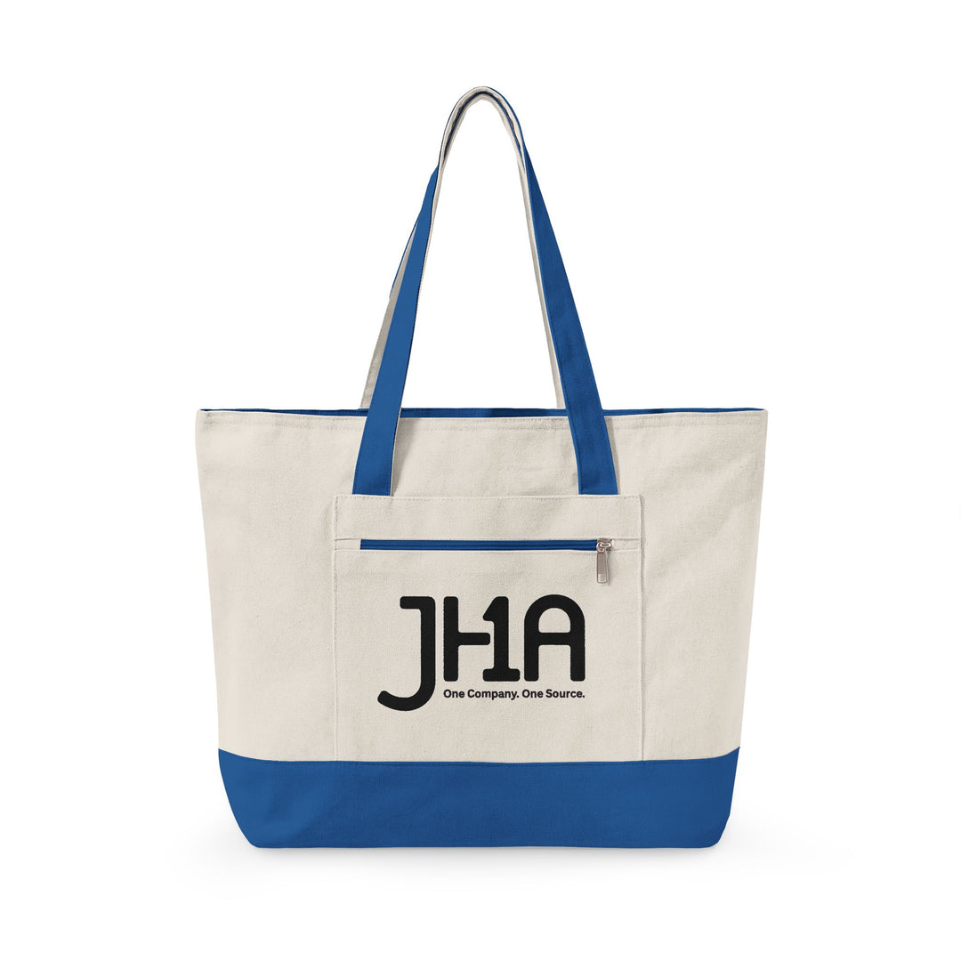 Canvas Zipper Tote Bag — JHA Monogram Logo Cotton Shopper