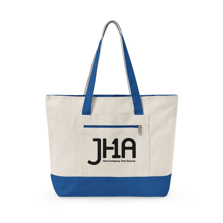 Canvas Zipper Tote Bag — JHA Monogram Logo Cotton Shopper