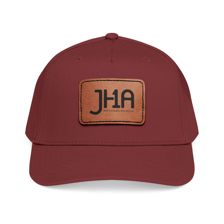 Leather Patch Baseball Cap — JHA Embossed Mid-Profile Hat