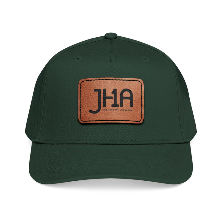 Leather Patch Baseball Cap — JHA Embossed Mid-Profile Hat