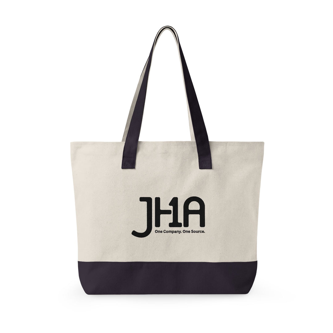 Canvas Zipper Tote Bag — JHA Monogram Logo Cotton Shopper