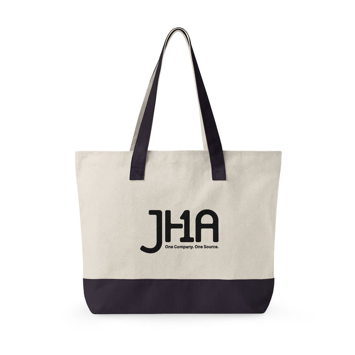 Canvas Zipper Tote Bag — JHA Monogram Logo Cotton Shopper