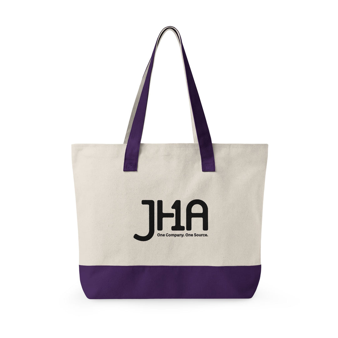 Canvas Zipper Tote Bag — JHA Monogram Logo Cotton Shopper