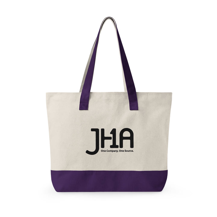 Canvas Zipper Tote Bag — JHA Monogram Logo Cotton Shopper
