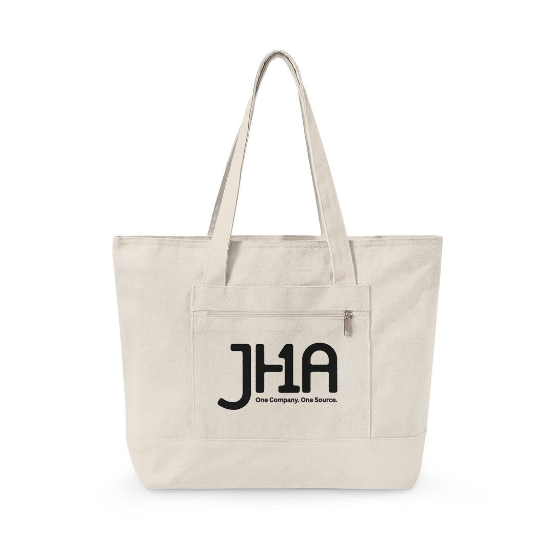 Canvas Zipper Tote Bag — JHA Monogram Logo Cotton Shopper